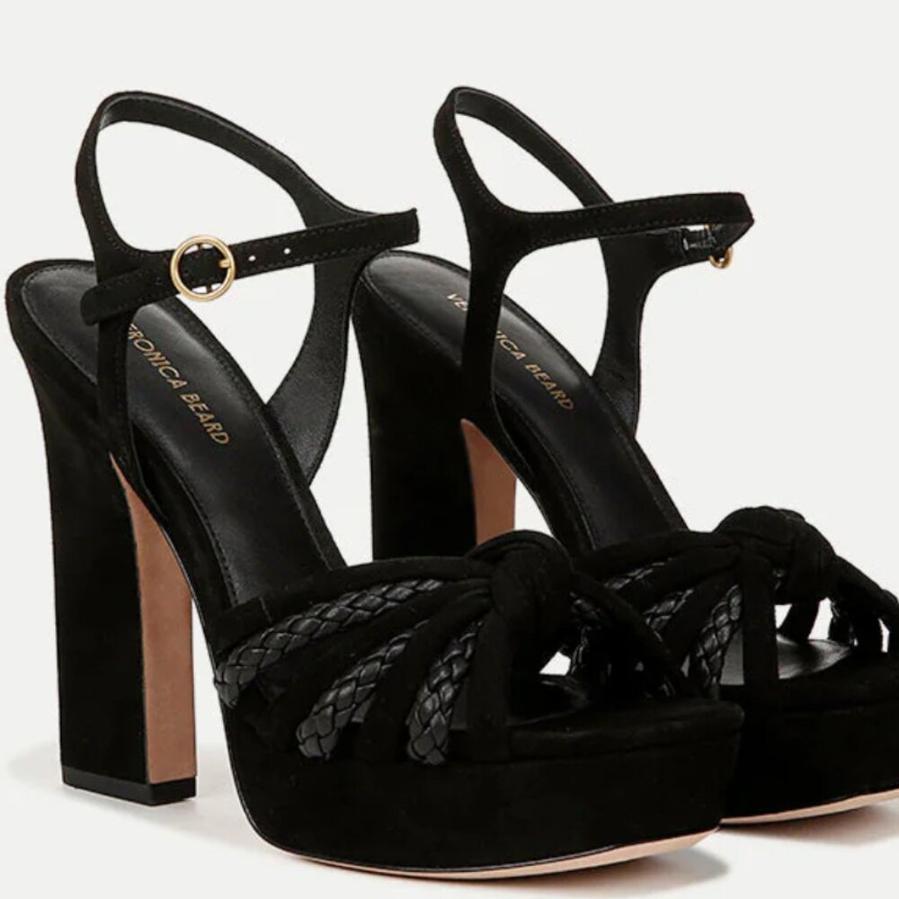 NIB Veronica Beard Flavia Platform Black Sandal - Size 8.5